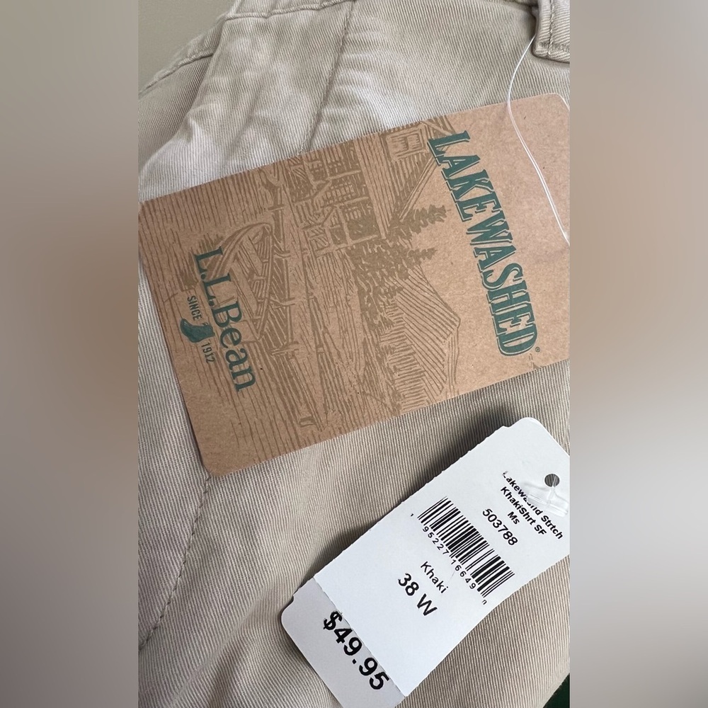 NWT LL Bean Lake Washed Stretch Khaki Shorts - Picture 7 of 7